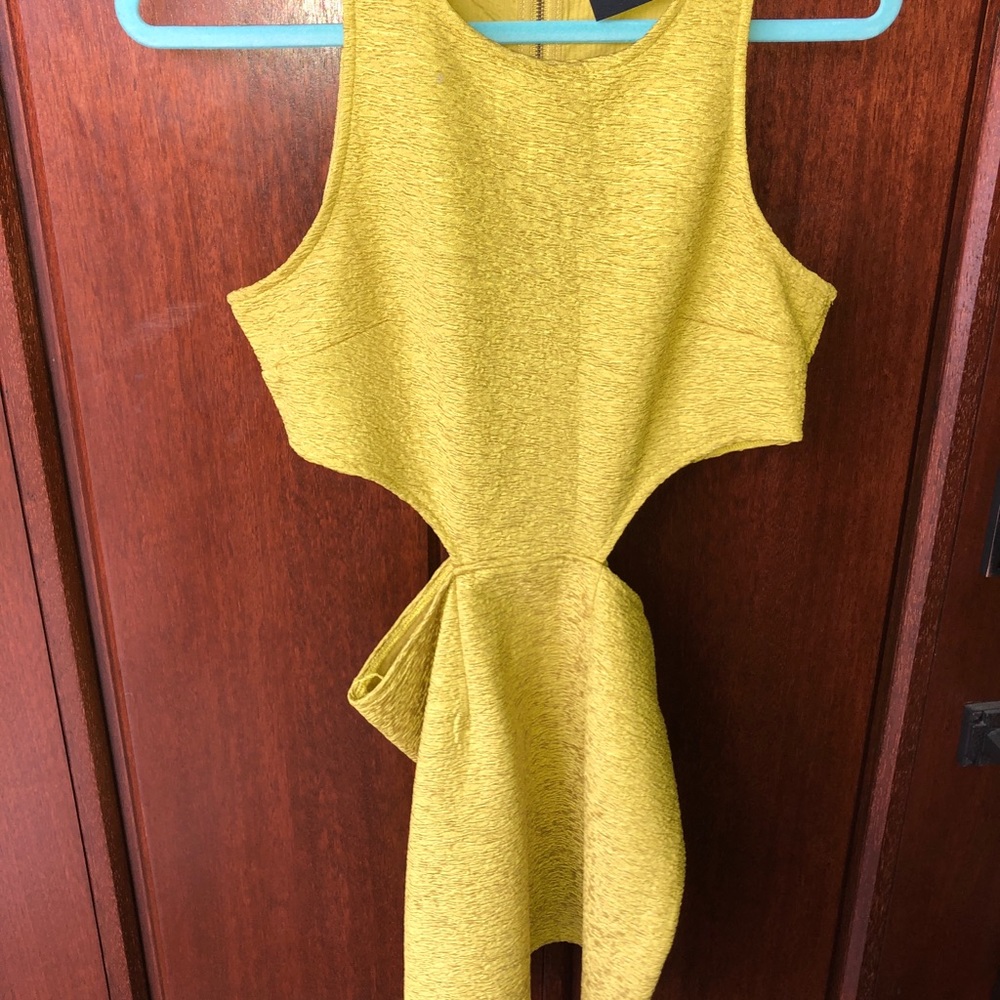 Yellow green mini dress